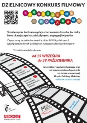 Konkurs filmowy "Segregujemy i pomagamy" dla szkół podstawowych w dzielnicy Mokotów