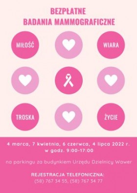 Bezpłatne badania mammograficzne w Wawrze