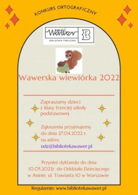 Wawerska wiewiórka 2022 - konkurs ortograficzny w Wawrze