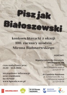 Pisz jak Białoszewski - konkurs na Woli