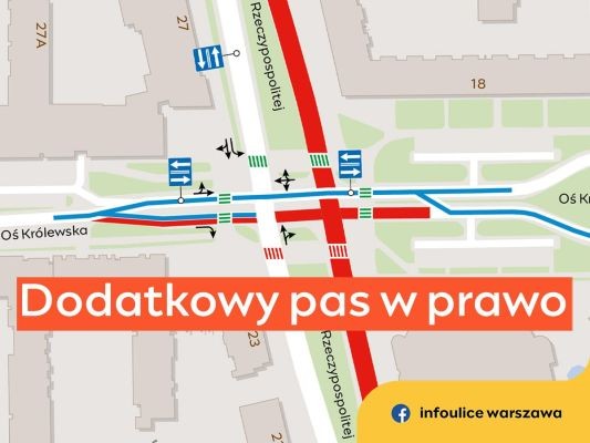 Dodatkowy prawoskręt z Osi Królewskiej na Wilanowie