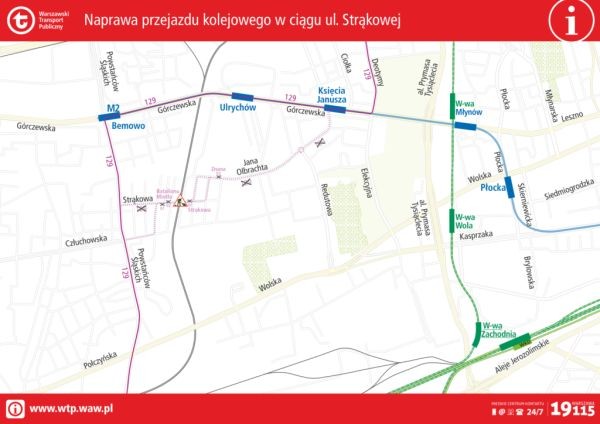 Naprawa przejazdu kolejowego w ulicy Strąkowej na Bemowie